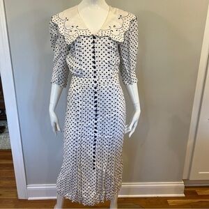 Nancy Johnson Polka Dot Vintage 80s Midi Dress